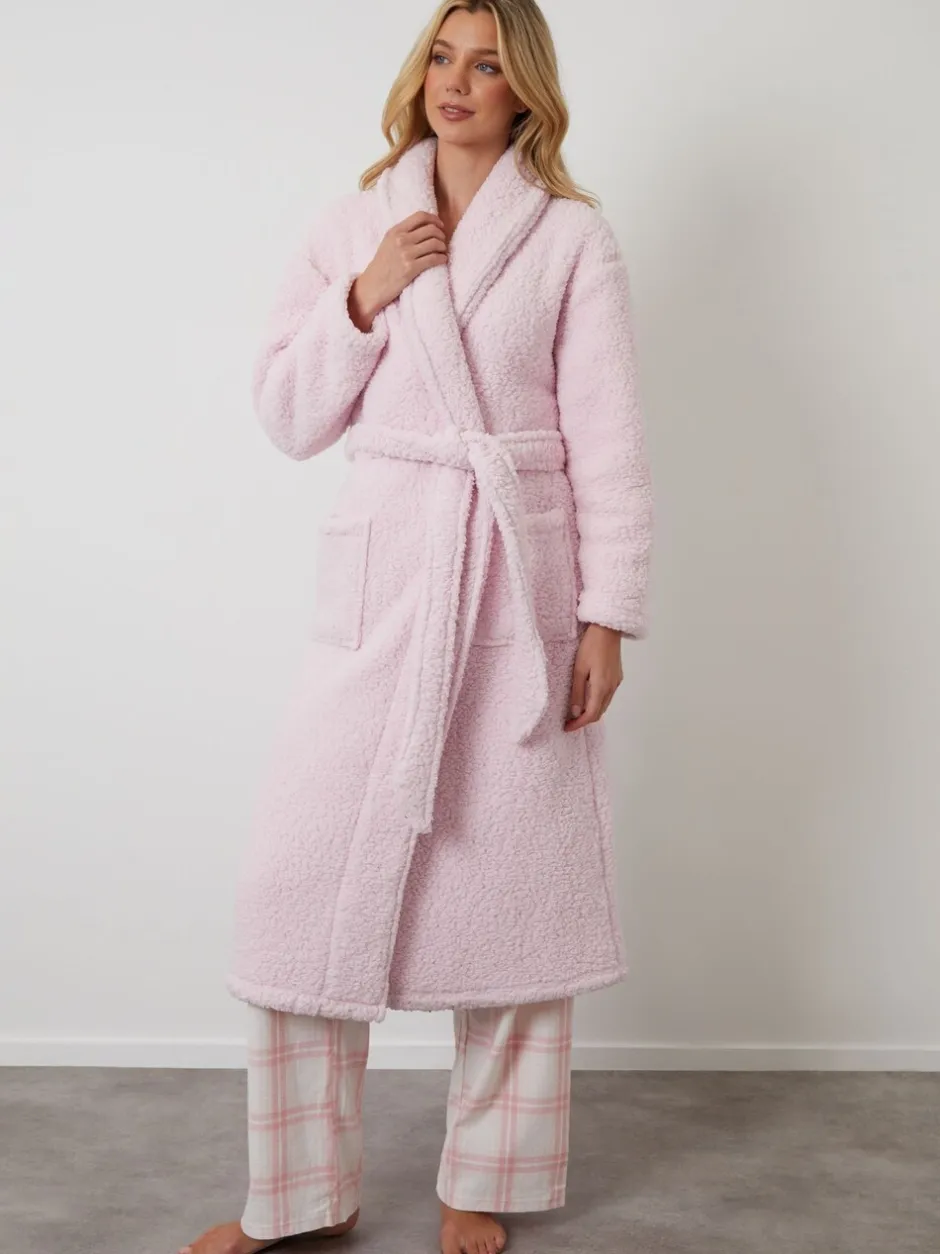 Badjassen|Threadbare - Cosy Borg Dressing Gown Roze
