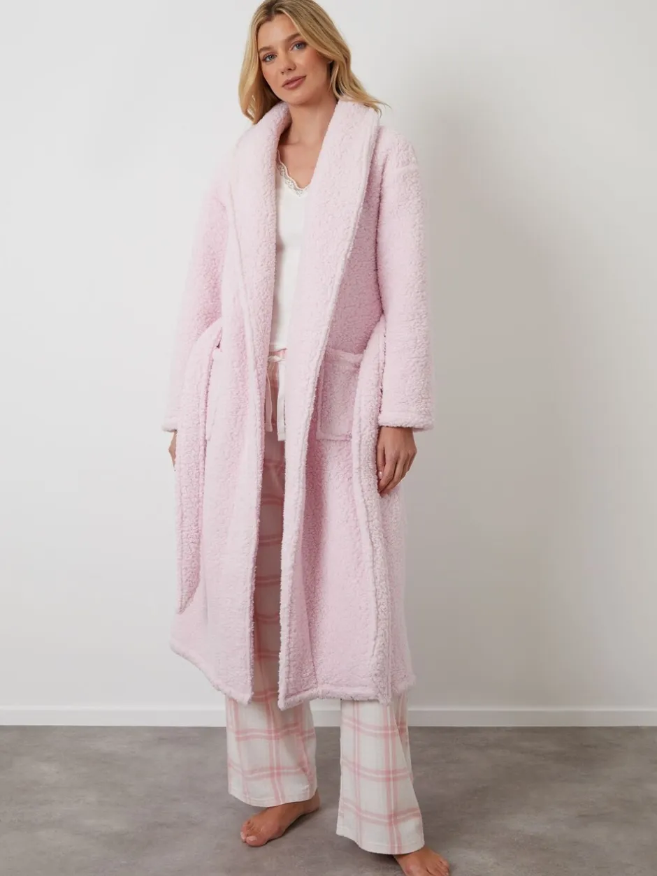 Badjassen|Threadbare - Cosy Borg Dressing Gown Roze