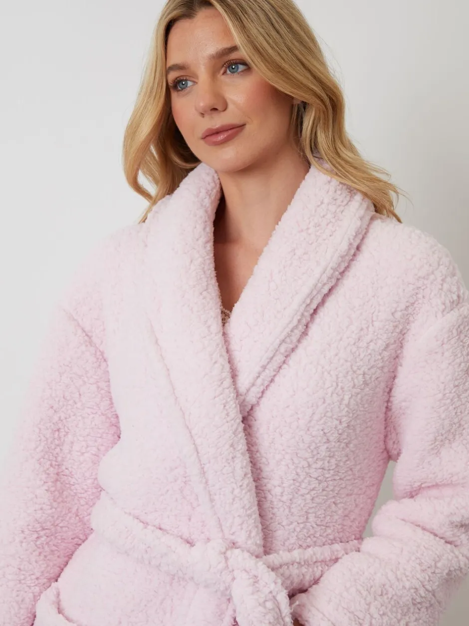 Badjassen|Threadbare - Cosy Borg Dressing Gown Roze