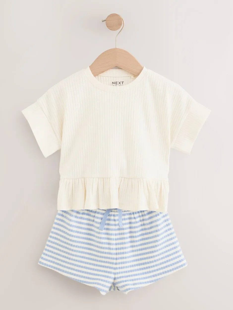 Sets En Combisets|Tops|Next Roze - T-shirt en shorts verpakking van 2 stuks (3 mnd - 7 jr)