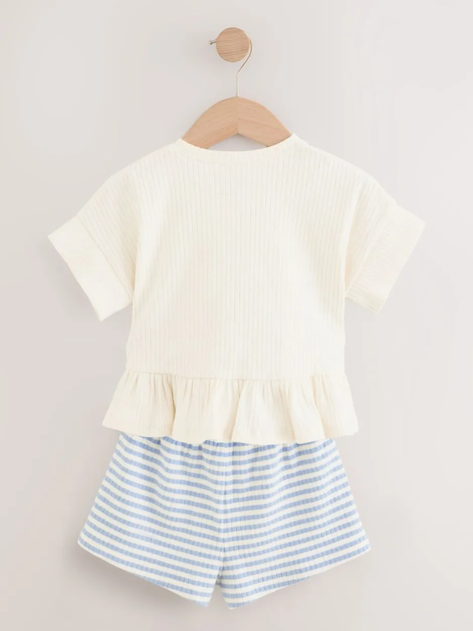 Sets En Combisets|Tops|Next Roze - T-shirt en shorts verpakking van 2 stuks (3 mnd - 7 jr)