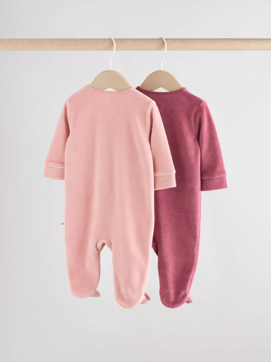 Babypakjes En Babypyjama's|Next Roze - Velour Baby Sleepsuits 2 Pack (0mths-2yrs)