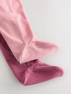 Babypakjes En Babypyjama's|Next Roze - Velour Baby Sleepsuits 2 Pack (0mths-2yrs)
