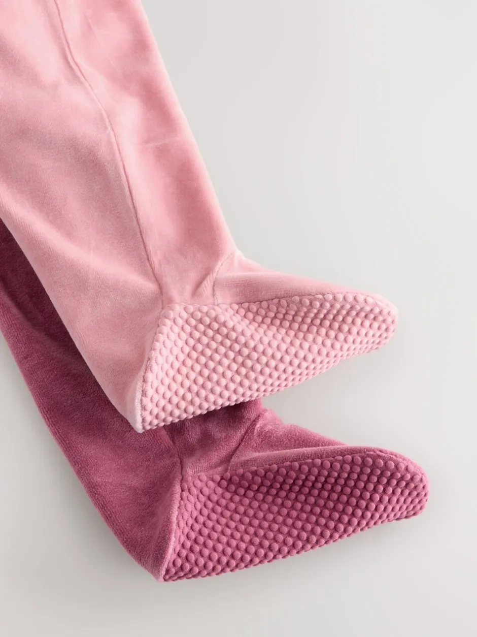 Babypakjes En Babypyjama's|Next Roze - Velour Baby Sleepsuits 2 Pack (0mths-2yrs)
