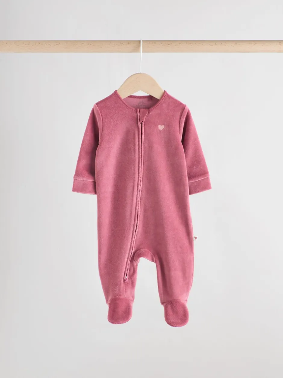 Babypakjes En Babypyjama's|Next Roze - Velour Baby Sleepsuits 2 Pack (0mths-2yrs)