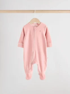 Babypakjes En Babypyjama's|Next Roze - Velour Baby Sleepsuits 2 Pack (0mths-2yrs)