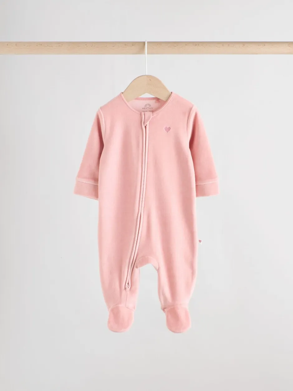 Babypakjes En Babypyjama's|Next Roze - Velour Baby Sleepsuits 2 Pack (0mths-2yrs)
