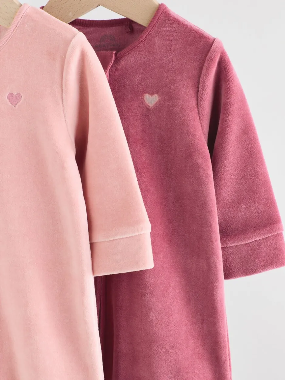 Babypakjes En Babypyjama's|Next Roze - Velour Baby Sleepsuits 2 Pack (0mths-2yrs)