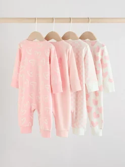 Multipacks|Babypakjes En Babypyjama's|Next - Verpakking van 4 Baby pyjama's met tweewegrits en Print (0mnd -3jr) Roze