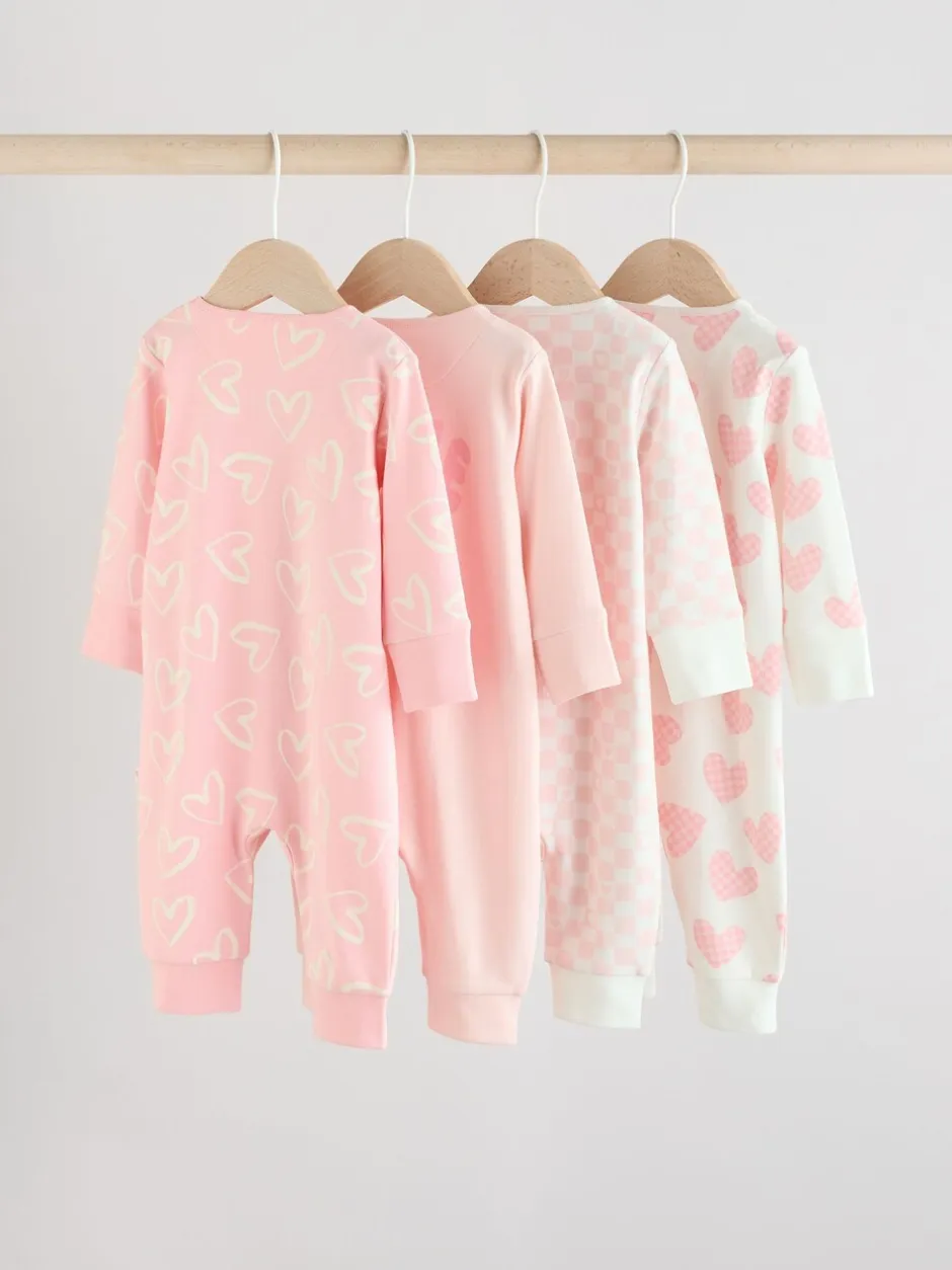 Multipacks|Babypakjes En Babypyjama's|Next - Verpakking van 4 Baby pyjama's met tweewegrits en Print (0mnd -3jr) Roze