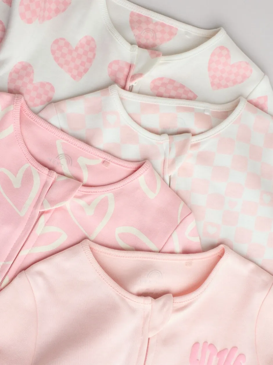 Multipacks|Babypakjes En Babypyjama's|Next - Verpakking van 4 Baby pyjama's met tweewegrits en Print (0mnd -3jr) Roze