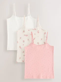 Alle Ondergoed*Next - Verpakking van 3 cami topjes met bandjes en print (1,5 - 16 jr) Roze