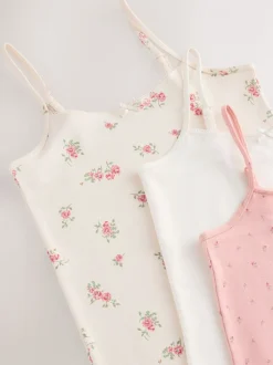 Alle Ondergoed*Next - Verpakking van 3 cami topjes met bandjes en print (1,5 - 16 jr) Roze