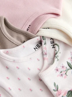 Tops|Tops*Next Roze - Verpakking van 5 geribbelde tops met korte mouwen (3mnd -7jaar)