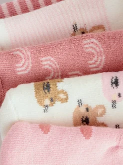 Sokken En Panty's|Next Roze - Verpakking van 5 paar baby badstof sokken met rolkraag (0mnd-2jr)