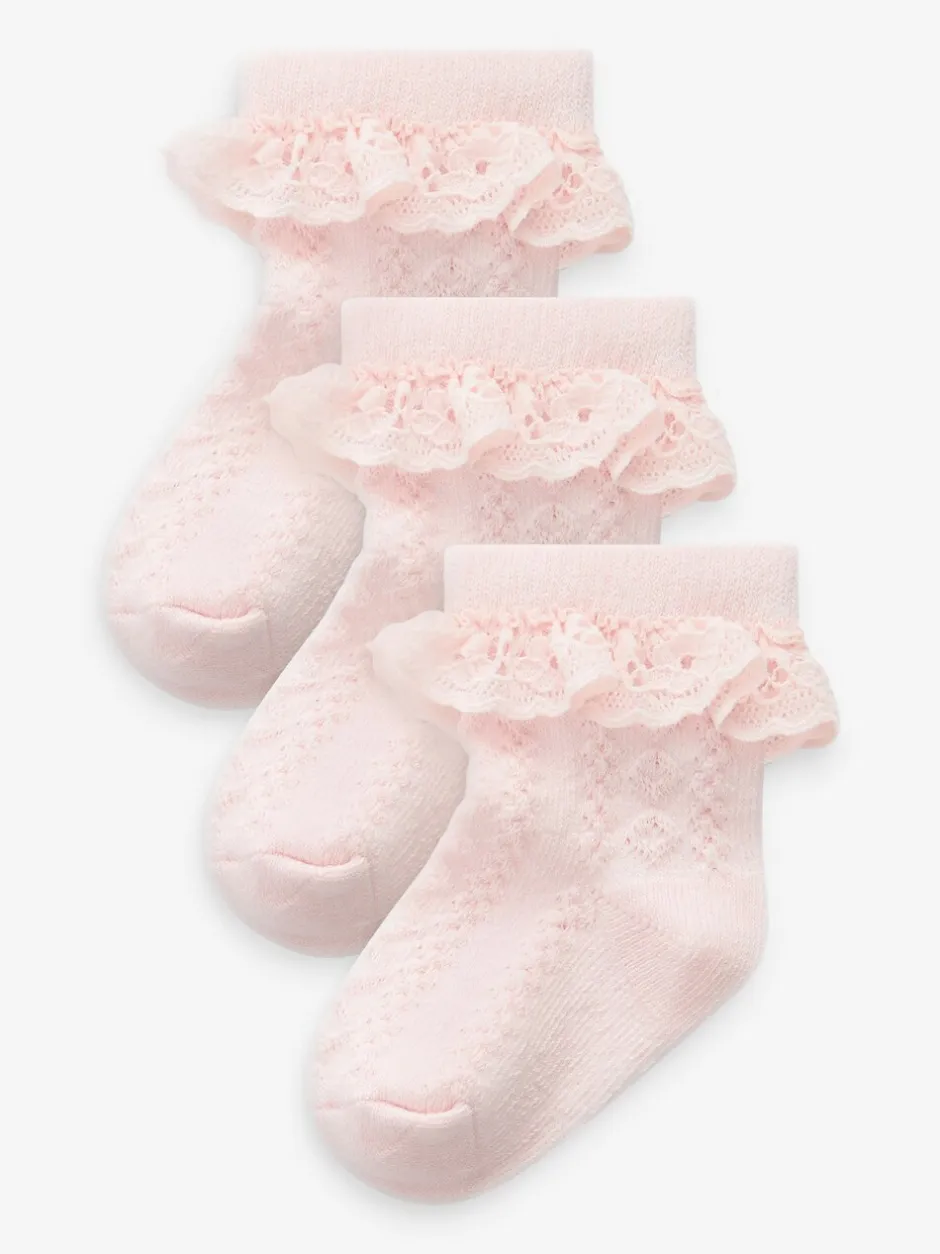 Sokken En Panty's*Next - Verpakking van 3 paar babysokken met kant Roze