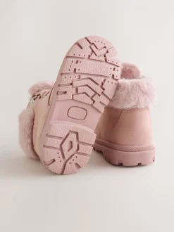 Gelegenheidskleding|Boots*Next - Veterlaarzen met imitatiebontvoering Roze