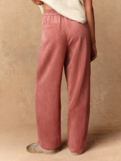 Broeken|Next Roze - Wijde pijpen zachte corduroy broeken
