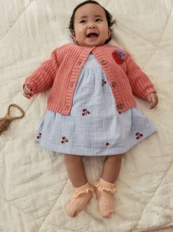 Gebreide Kleding*Next Roze aardbei - Baby Embroidered Back Cardigan (0mths-2yrs)