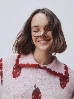 Gebreide Kleding|Next Roze aardbei - Sleeveless Knitted Tank Top With Wool