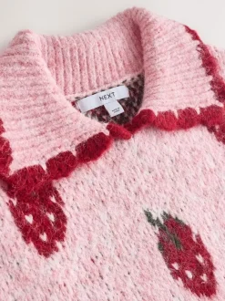 Gebreide Kleding|Next Roze aardbei - Sleeveless Knitted Tank Top With Wool