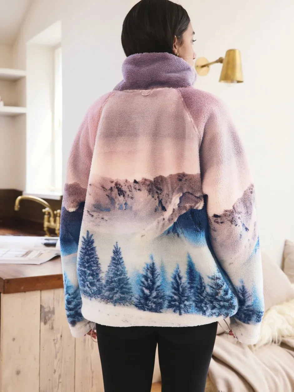 Hoody's En Sweatshirts*Next - Borg fleece top met print Roze berglandschap