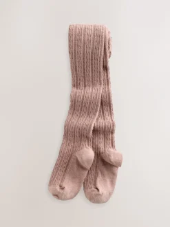 Sokken En Panty's|Sokken En Panty's*Next - Verpakking van 3 kabelmaillots met hoog katoengehalte Roze bessenrood en chocoladebruin