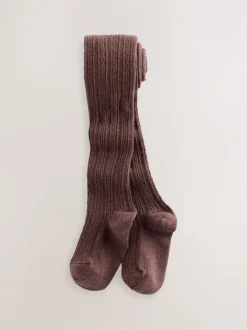 Sokken En Panty's|Sokken En Panty's*Next - Verpakking van 3 kabelmaillots met hoog katoengehalte Roze bessenrood en chocoladebruin