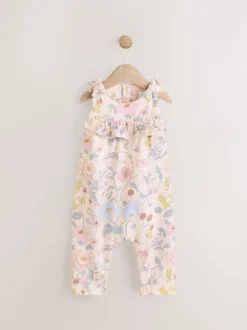 Tuinbroeken|Next - Babyromper met lange pijpen (0 mnd - 3 jr) Roze bloemen