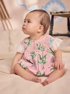 Rompertjes En Tuinbroeken|Next - Cath Kidston 100% katoenen babyrompertje met print en broderie Roze bloemen