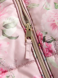 Jassen, Jacks En Kinderwagenpakjes|Jassen En Jacks|Next - Regenbestendig sneeuwpak met imitatiebont (3mnd-7jr) Roze bloemen