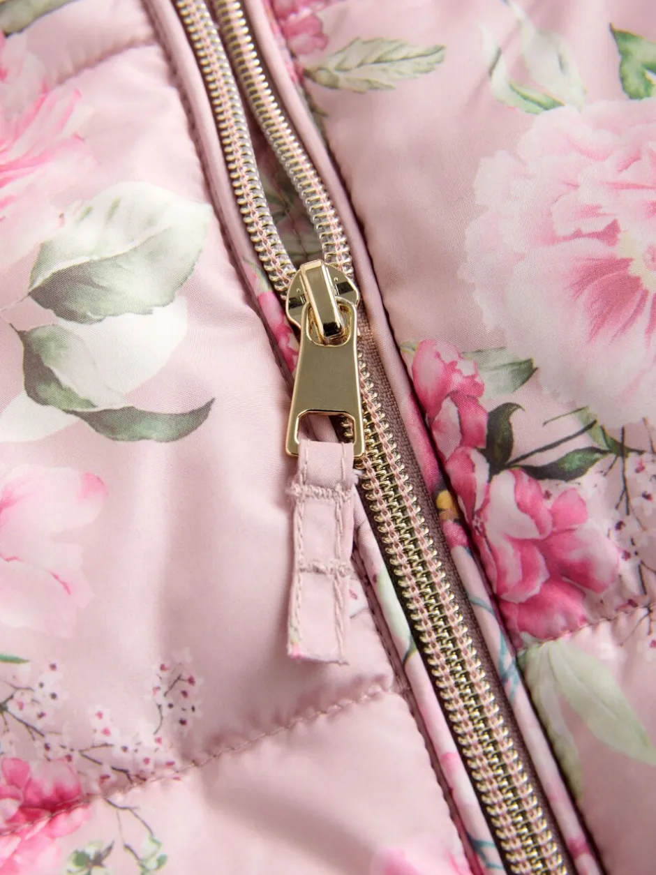 Jassen, Jacks En Kinderwagenpakjes|Jassen En Jacks|Next - Regenbestendig sneeuwpak met imitatiebont (3mnd-7jr) Roze bloemen