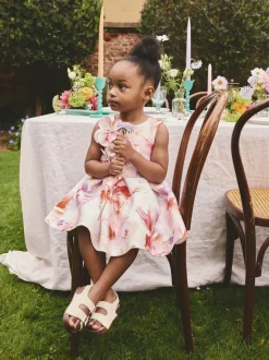 Gelegenheidskleding|Jurken|Next - Scuba Occasion Dress (3mths-7yrs) Roze bloemen
