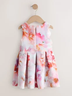 Gelegenheidskleding|Jurken|Next - Scuba Occasion Dress (3mths-7yrs) Roze bloemen