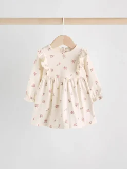 Jurken|Jurken*Next Roze bloemen/Crèmekleurige fijne bloemenprint - Verpakking van 2 jersey babyjurkjes (0 mnd-2 jr)