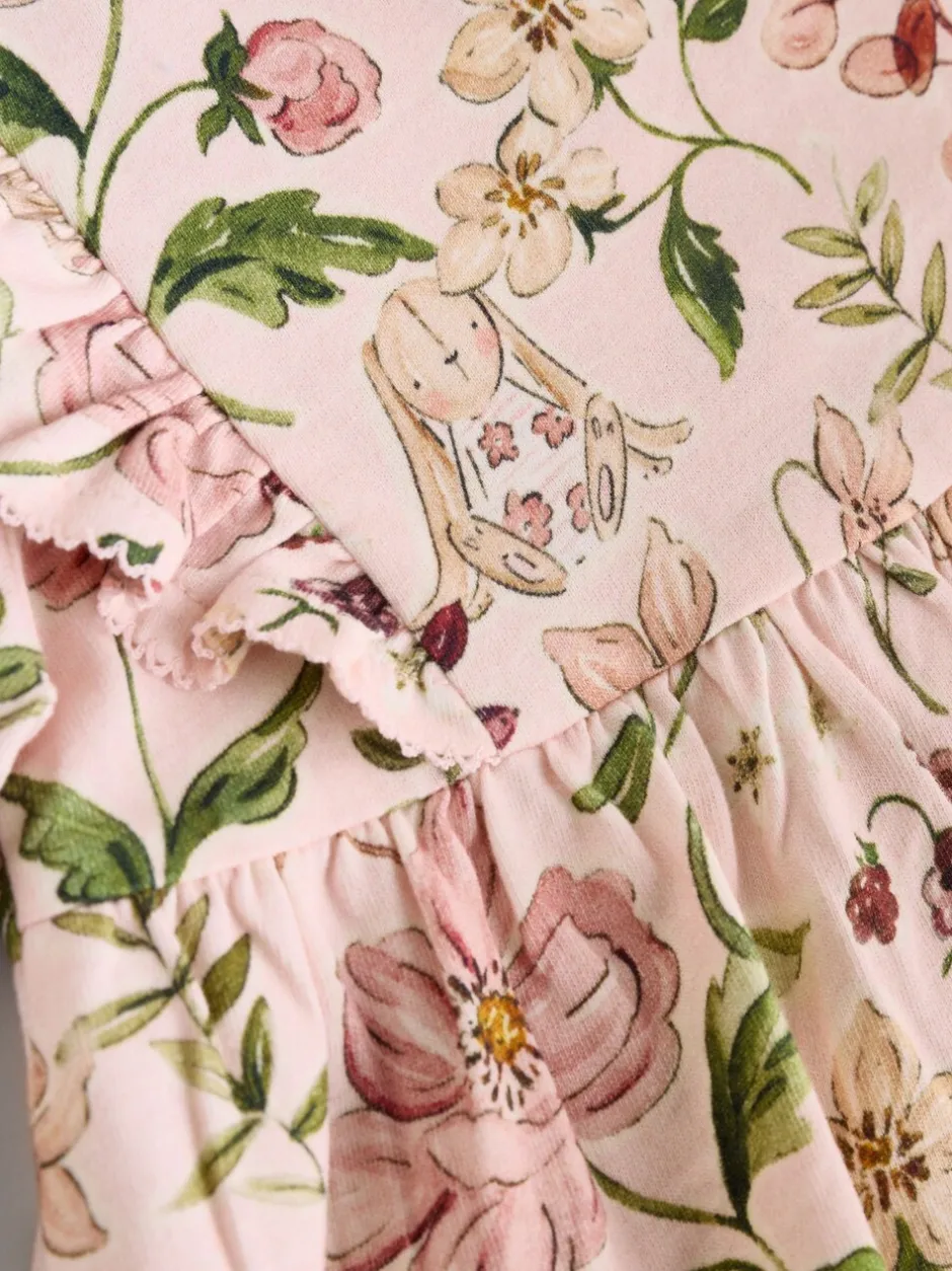 Jurken|Jurken*Next Roze bloemen/Crèmekleurige fijne bloemenprint - Verpakking van 2 jersey babyjurkjes (0 mnd-2 jr)