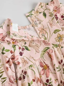 Jurken|Jurken*Next Roze bloemen/Crèmekleurige fijne bloemenprint - Verpakking van 2 jersey babyjurkjes (0 mnd-2 jr)