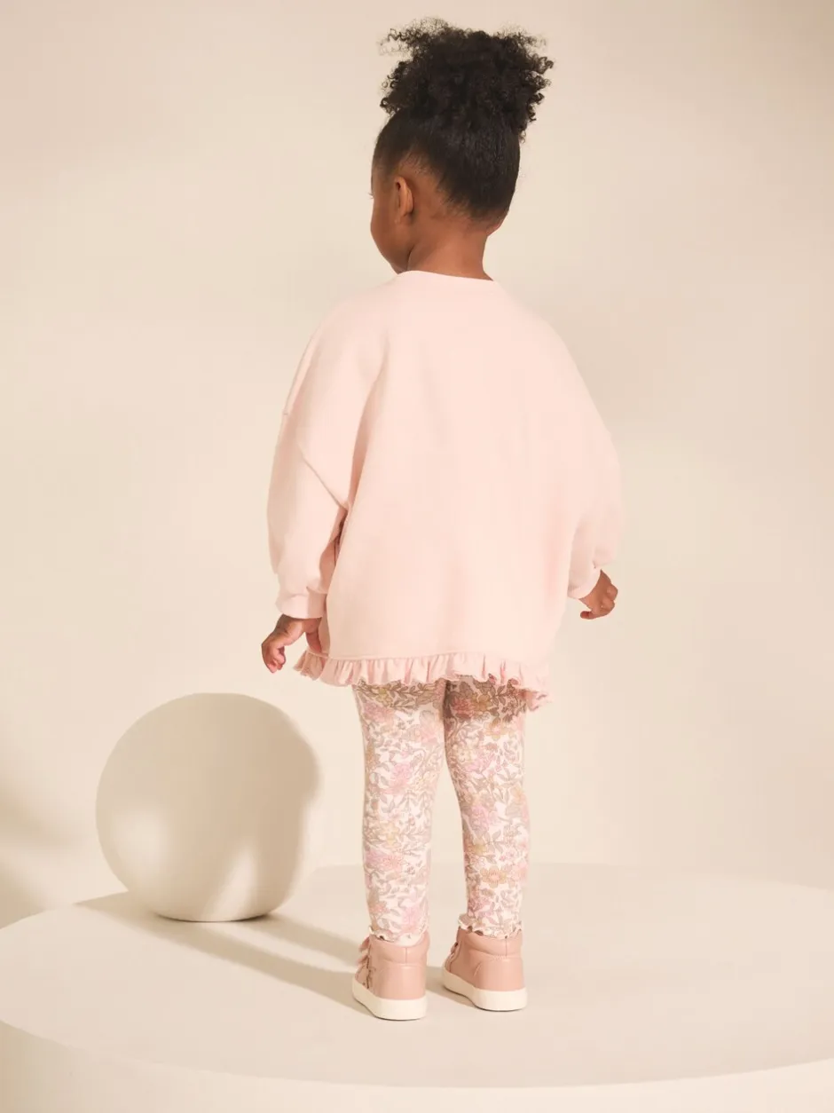 Sets En Combisets|Truien En Breisels*Next - Set met sweatshirt en legging met ruches aan de zoom (3mnd-7jr) Roze bloemenfee