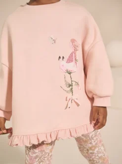 Sets En Combisets|Truien En Breisels*Next - Set met sweatshirt en legging met ruches aan de zoom (3mnd-7jr) Roze bloemenfee