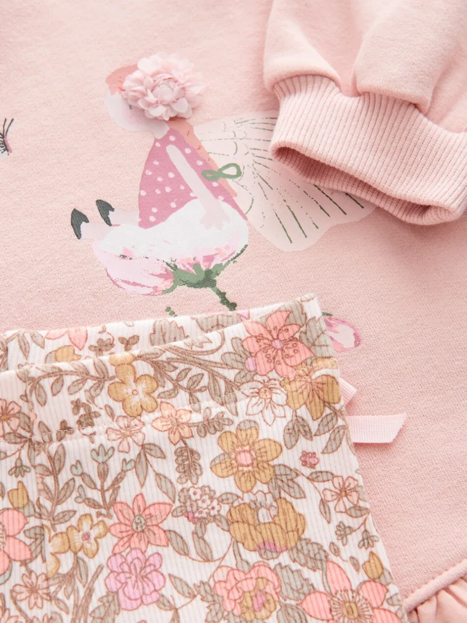 Sets En Combisets|Truien En Breisels*Next - Set met sweatshirt en legging met ruches aan de zoom (3mnd-7jr) Roze bloemenfee