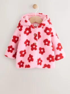 Jassen, Jacks En Kinderwagenpakjes|Jassen En Jacks|Next Roze bloemenprint over het geheel - Borg babyjack met capuchon (0mnd-2jr)