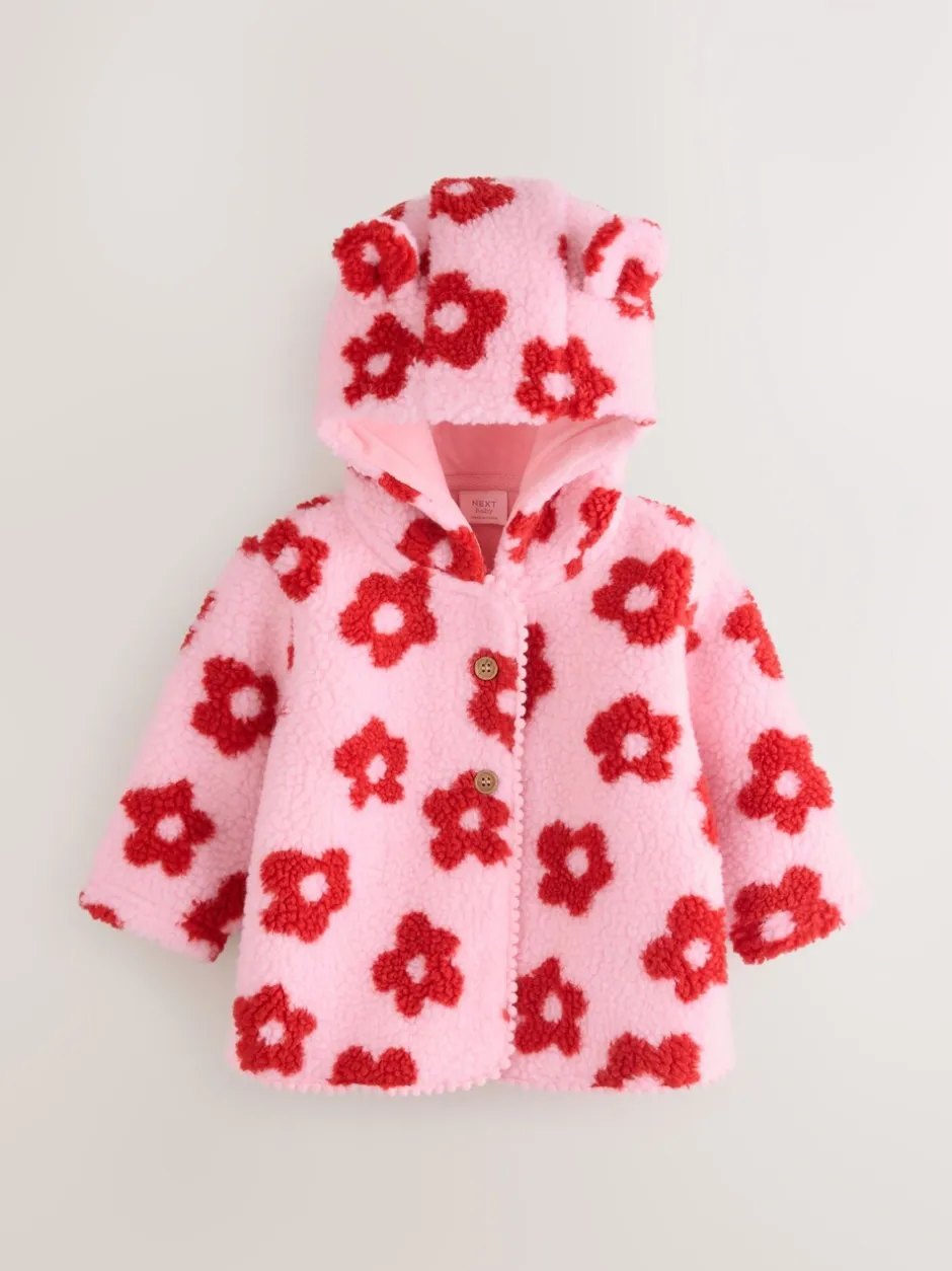 Jassen, Jacks En Kinderwagenpakjes|Jassen En Jacks|Next Roze bloemenprint over het geheel - Borg babyjack met capuchon (0mnd-2jr)
