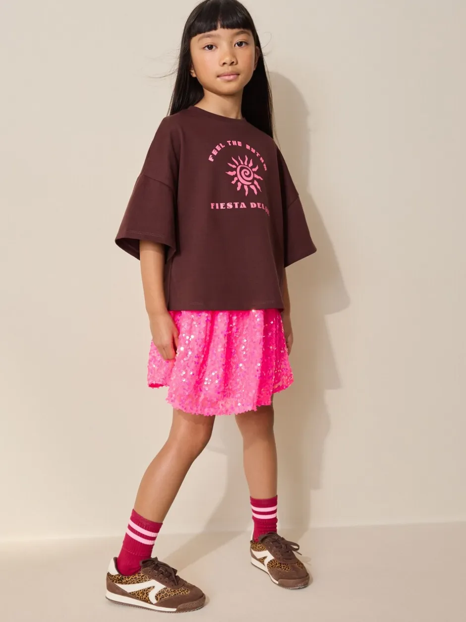 Shorts En Rokken|Next - Rok met lovertjes (3-16 jr) Roze bloemetjes