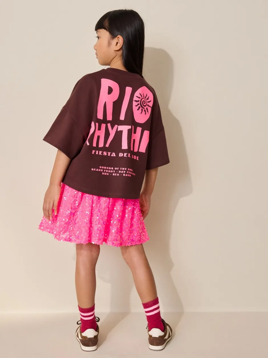 Shorts En Rokken|Next - Rok met lovertjes (3-16 jr) Roze bloemetjes