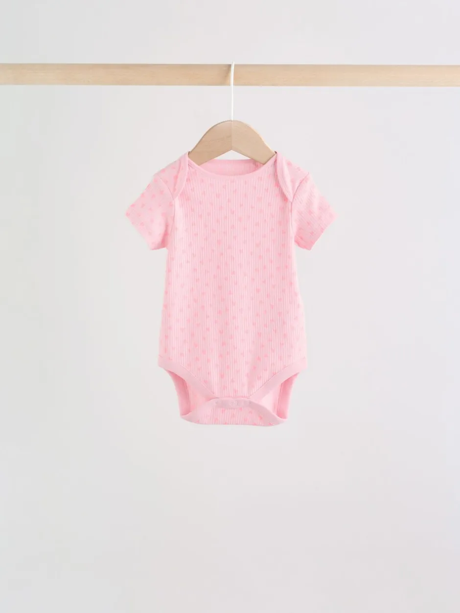 Rompertjes En Hemdjes*Next Roze bloemetjes - Set van 5 babyrompertjes met korte mouwen