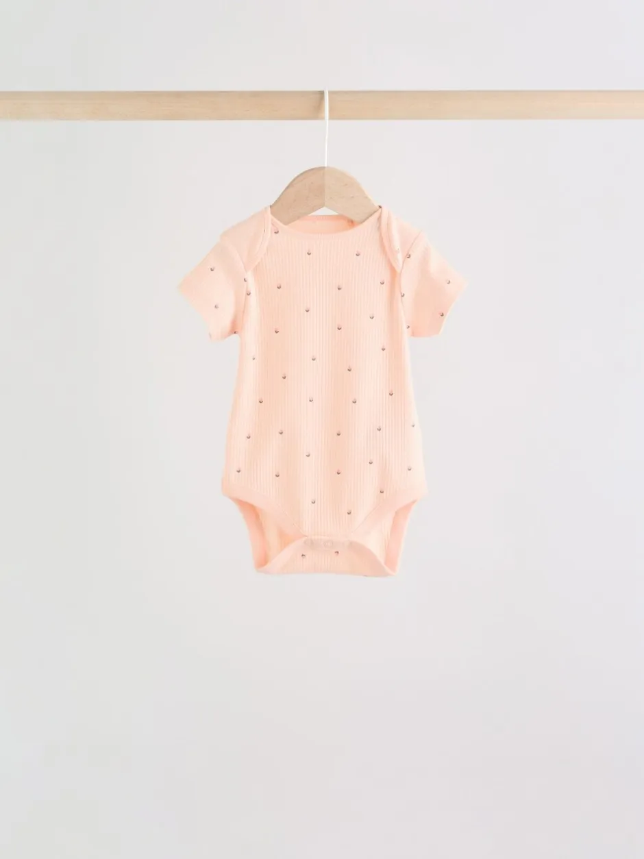 Rompertjes En Hemdjes*Next Roze bloemetjes - Set van 5 babyrompertjes met korte mouwen