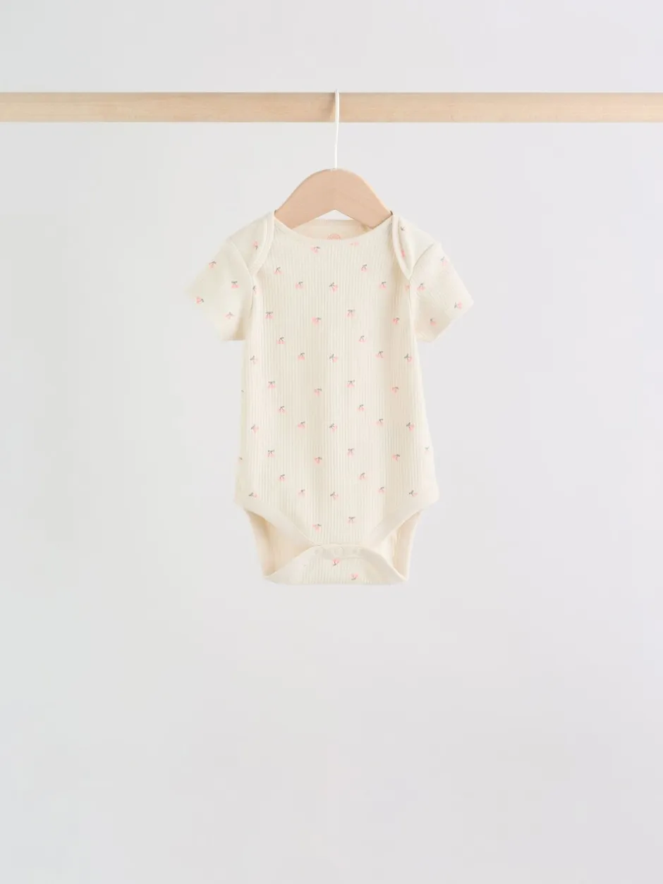 Rompertjes En Hemdjes*Next Roze bloemetjes - Set van 5 babyrompertjes met korte mouwen