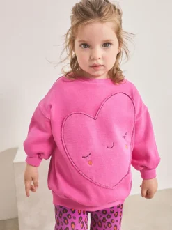 Truien En Breisels|Sets En Outfits*Next - Set van sweatshirt en uitlopende legging (3mnd -7jr) Roze dierenprint met hartjes