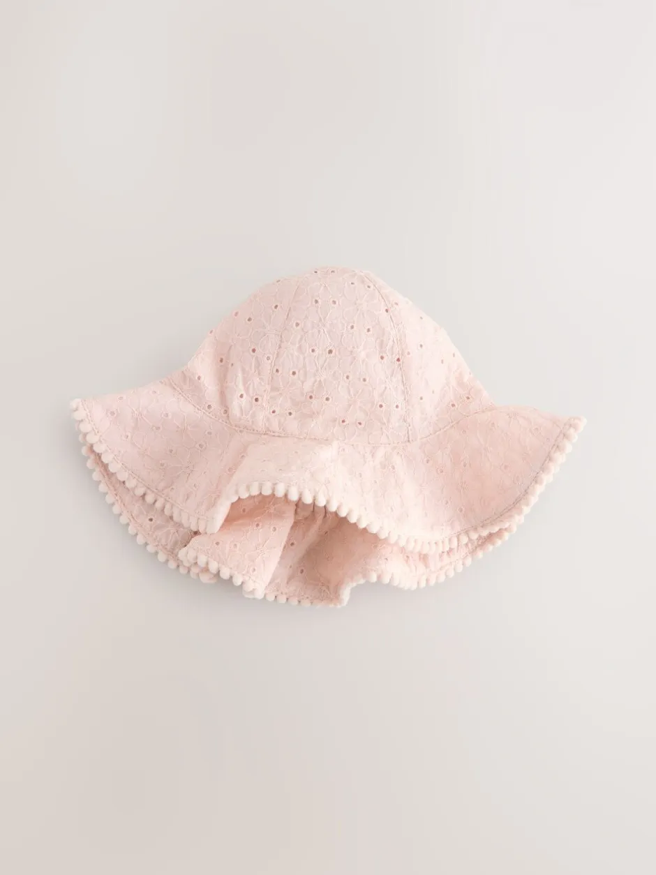 Mutsjes En Antikrabwantjes|Mutsen, Handschoenen En Sjaals|Next Roze en wit - Broderie 2pk Baby Bucket Hoed (0mnd-2jr)