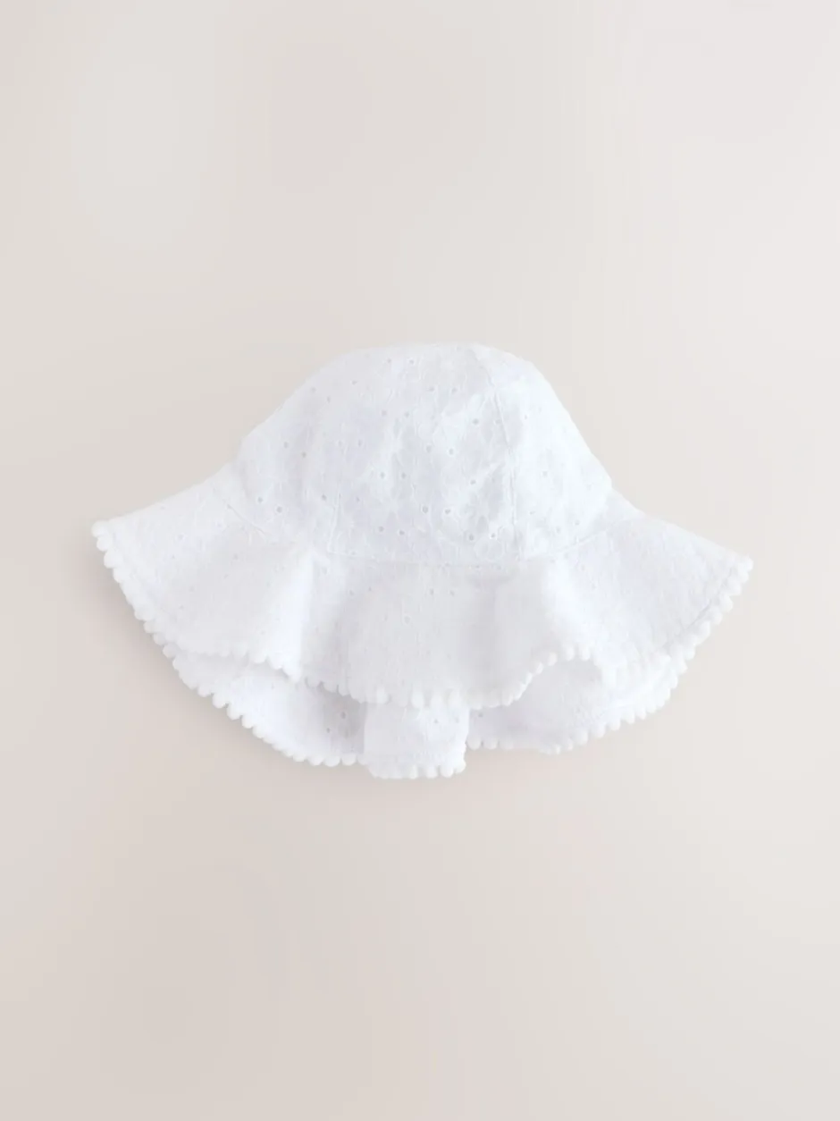 Mutsjes En Antikrabwantjes|Mutsen, Handschoenen En Sjaals|Next Roze en wit - Broderie 2pk Baby Bucket Hoed (0mnd-2jr)